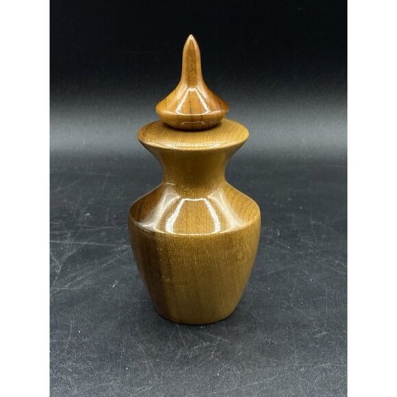 Lakeshore Oregon Myrtlewood Perfume Bottle Empty Glass Vial Insert Hand Carved - Picture 8 of 9